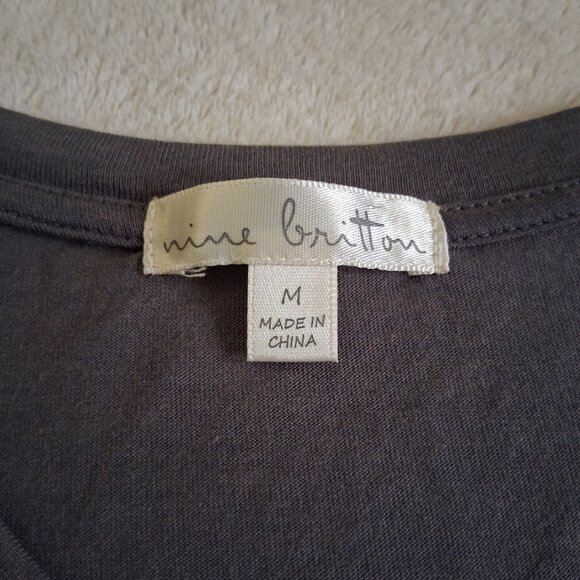 Nine Britton Women's Size Medium Gray Nashville Twist Front Cotton Modal T-Shirt - Picture 3 of 8